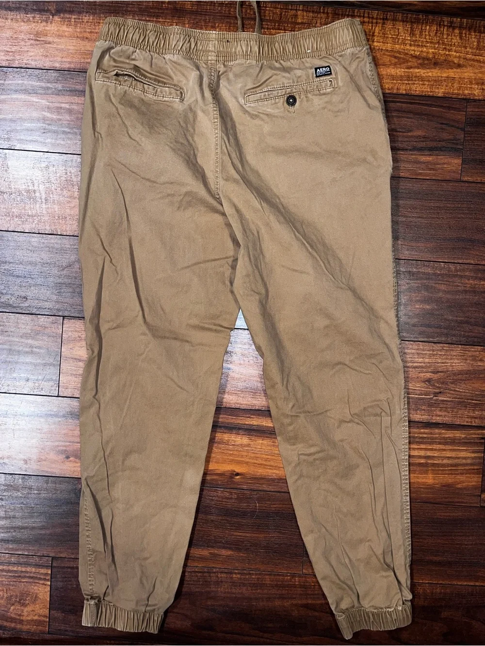 Aeropostale Men's Tan Drawstring Jogger Chinos
